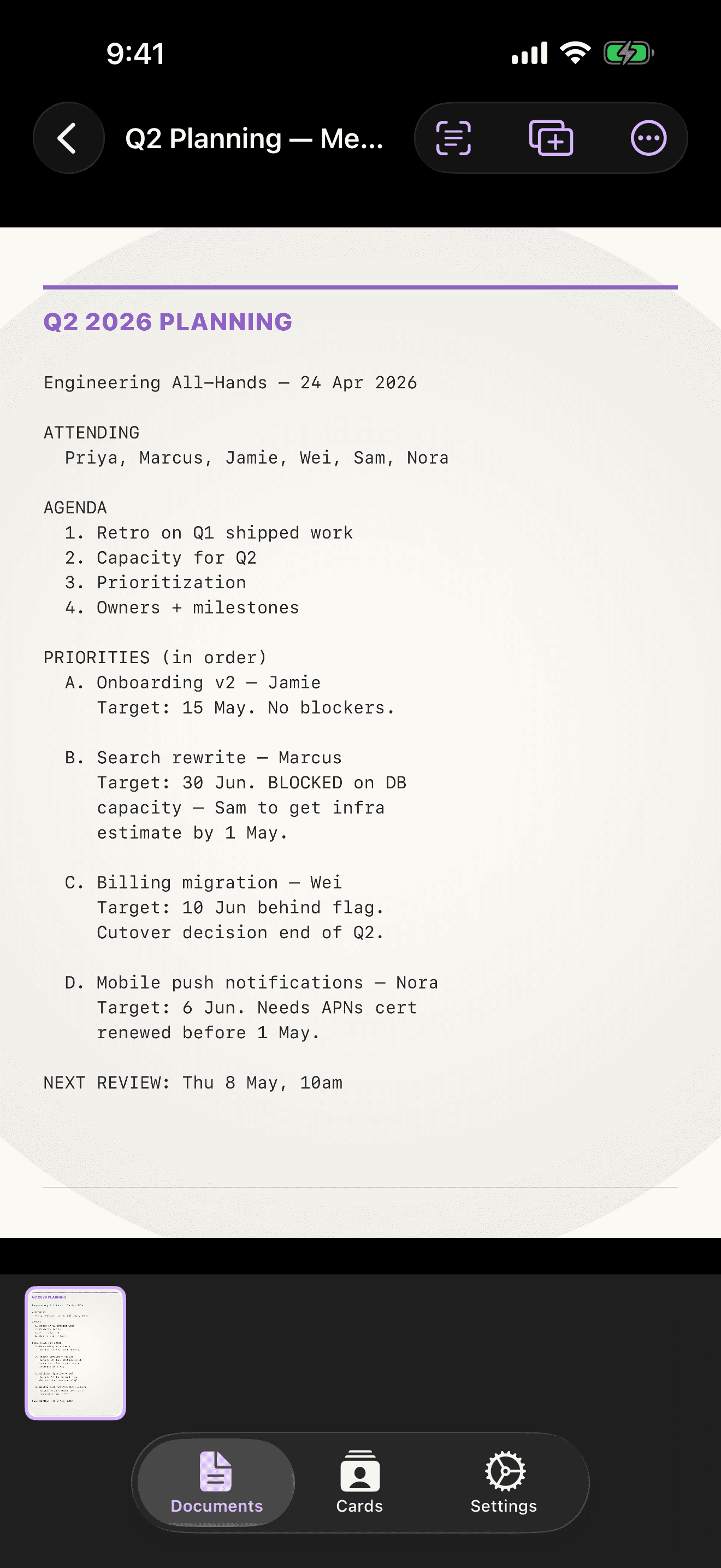 Vibe Scanner screenshot — Vision pulls structure from notes, lists, and tables.