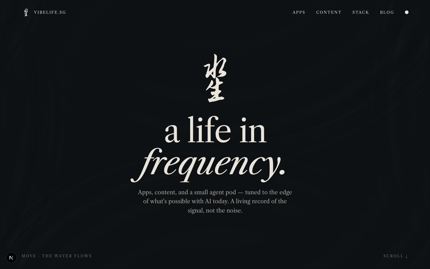 The home page in ink theme, after 19:00.